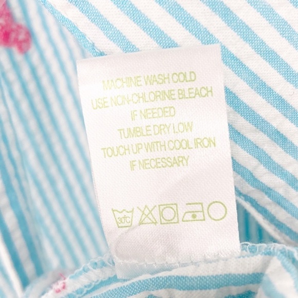 LILLY PULITZER BLUE SEERSUCKER STRIPED DRESS WITH TIGERS - Picture 6 of 9